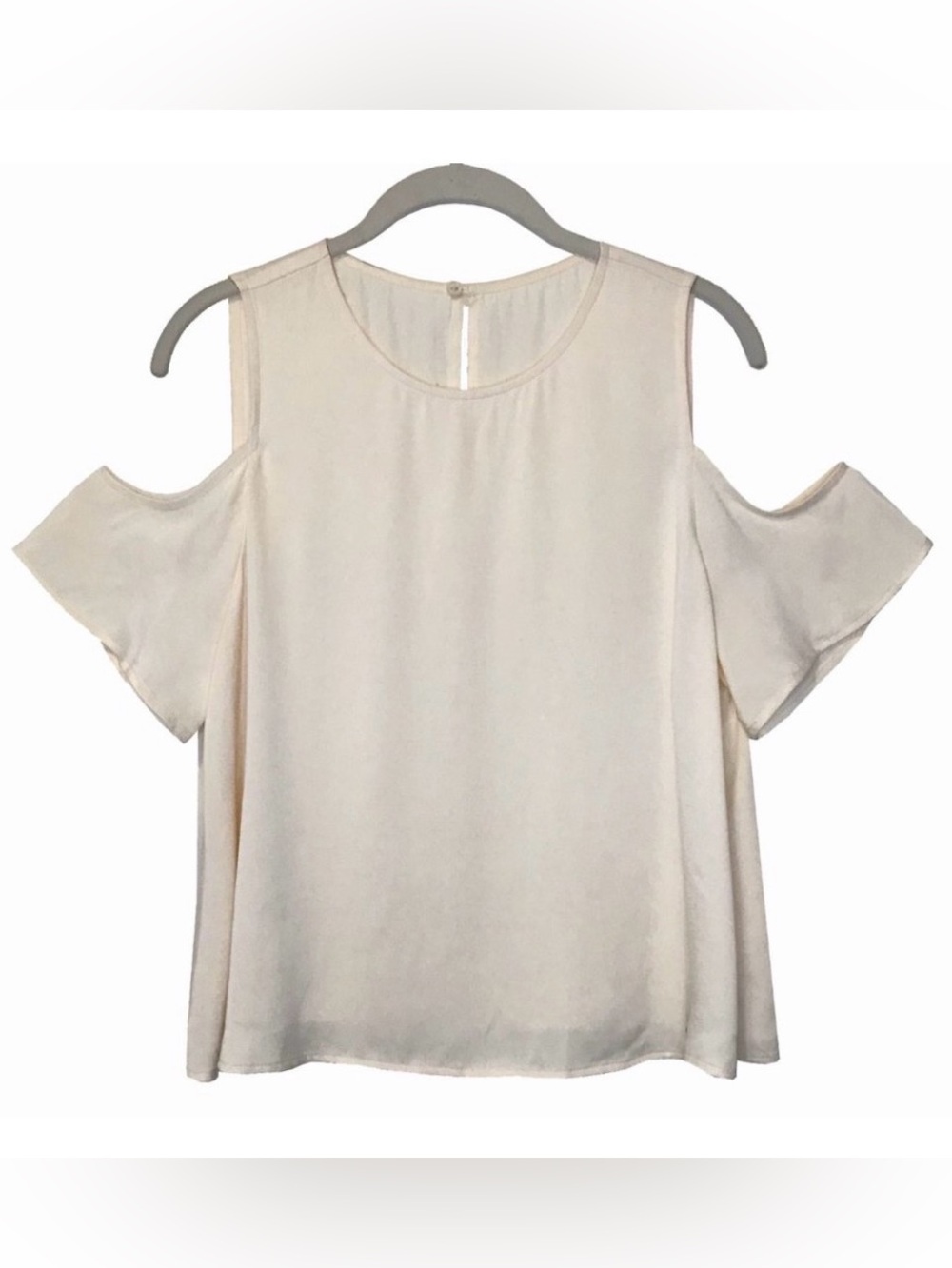 Ceam Cold Shoulder Silk-Like Sateen Top NWOT